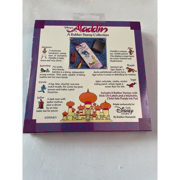 Disneys Aladdin Rubber Stamp Collection Ages 5+ With Stick-On Labels & Washable - Picture 2 of 6